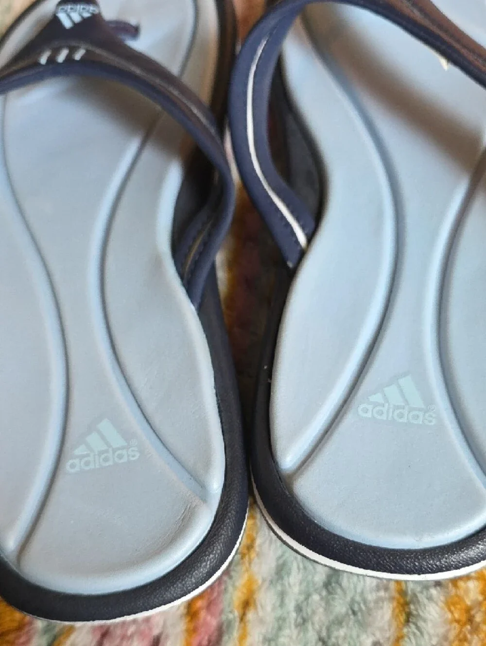 adidas Light Blue and Navy Thong Sandals